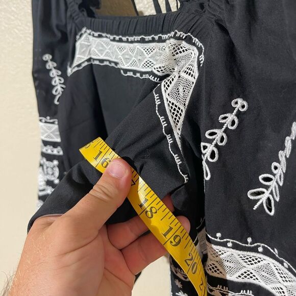 Kobi Halperin Black Blouse with White Embroidery - Picture 5 of 6